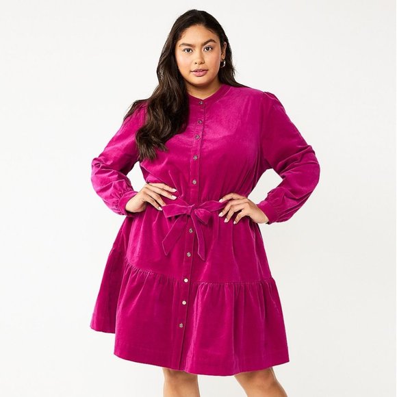 NWT Draper James RSVP Long Sleeve Corduroy Dress Size 3X - Picture 1 of 11